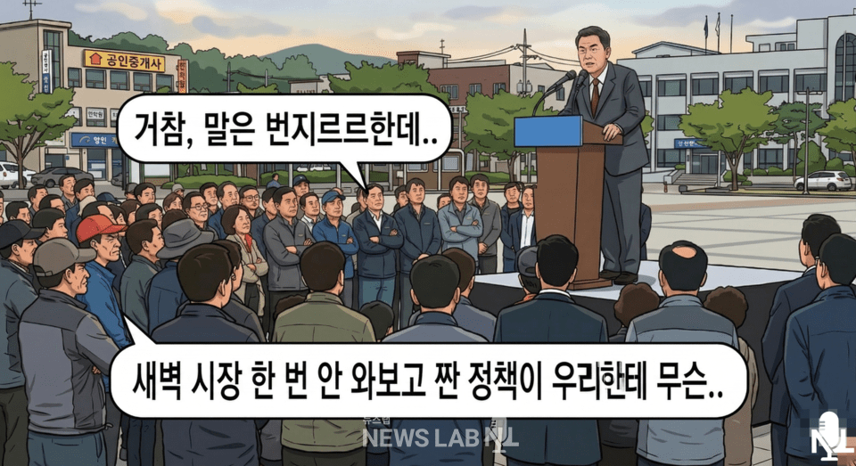[한컷만평] 강단(講壇)은 높고 골목은 멀다